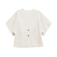 Damen leichte Strickjacke mit elegantem V-Ausschnitt und luxuriösen Knopfdetails WW