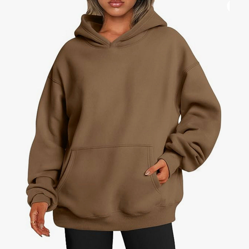Damen Oversized Hoodie mit Kängurutasche und weichem Innenfleece WW
