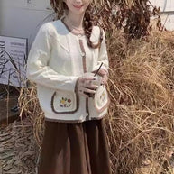 Damen Strickjacke mit Blumenmuster WW