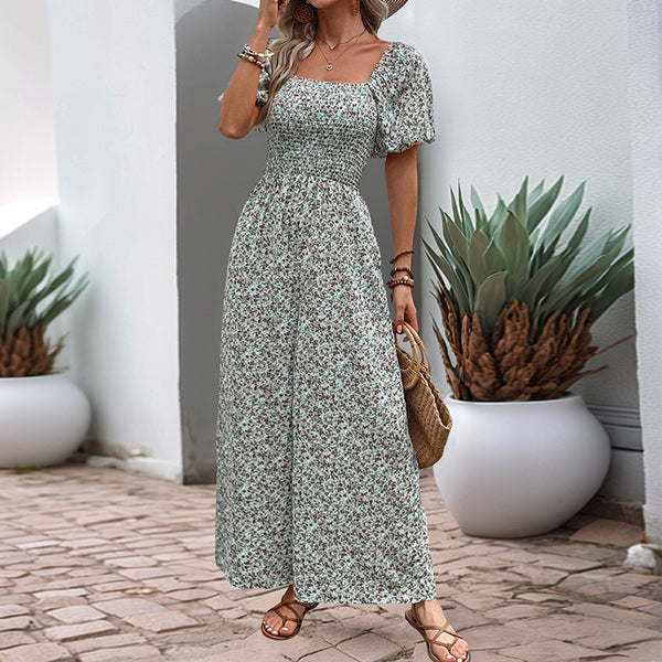 Damen Blumiger Overall mit weitem Bein WW