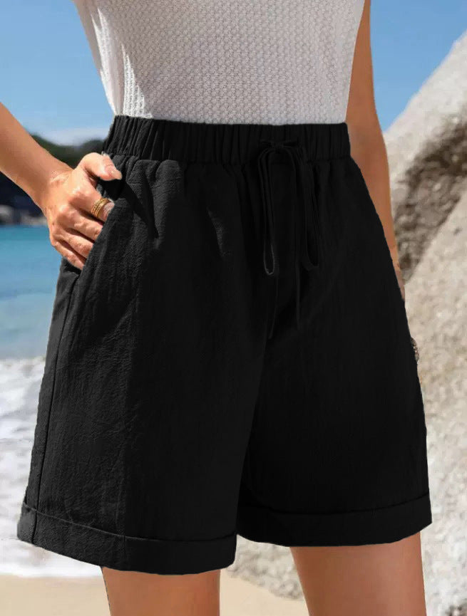 Damen Luftige Sommershorts mit elastischem Bund und Kordelzug WW