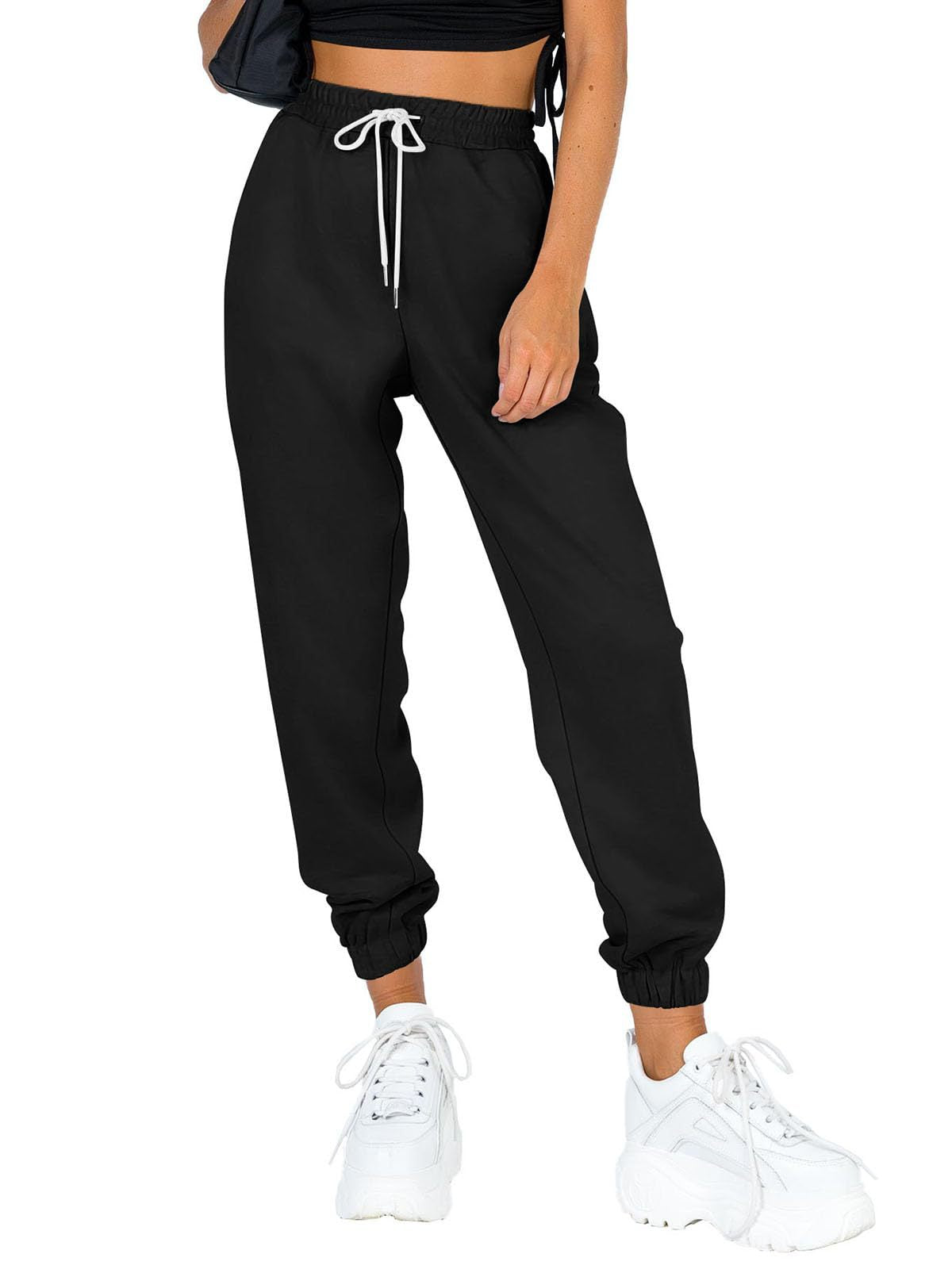 Damen bequeme Sweatpants mit elastischem Bund und Taschen WW