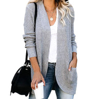 Damen Strickjacke mit offener Front und praktischen Seitentaschen WW