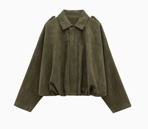 Damen lässige Bomberjacke mit drei-dimensionalem Effekt und hohem Kragen W&W Mode