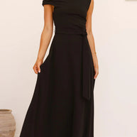 Damen Maxikleid mit asymmetrischem Schnitt und eleganter Drapierung WW
