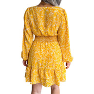 Damen romantisches Blumenkleid mit V-Ausschnitt und Rüschendetails WW