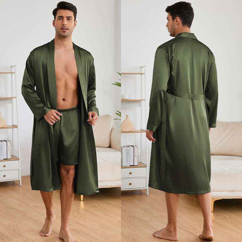 Herren Satin Morgenmantel mit luxuriösem Finish und praktischen Taschen WW