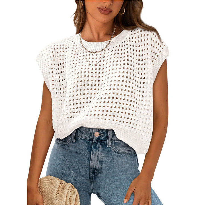 Damen lässiges Strickoberteil mit luftiger Netzstruktur W&W Mode