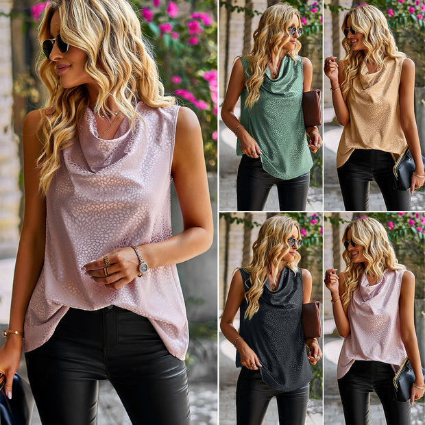 Damen elegantes Top mit asymmetrischem Saum und lässigem Wasserfall-Ausschnitt WW