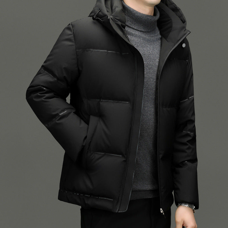Herren Daunenjacke mit abnehmbarem Kapuzenkragen und wasserabweisender Oberfläche WW