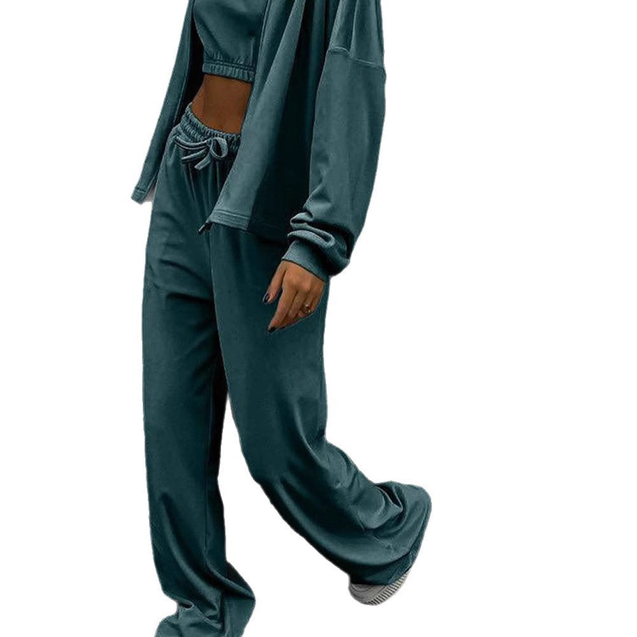 Damen sportliches Freizeit-Set mit cropped Top und weiter Hose WW