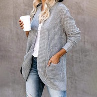 Damen Strickjacke mit offenem Schnitt und seitlichen Taschen WW