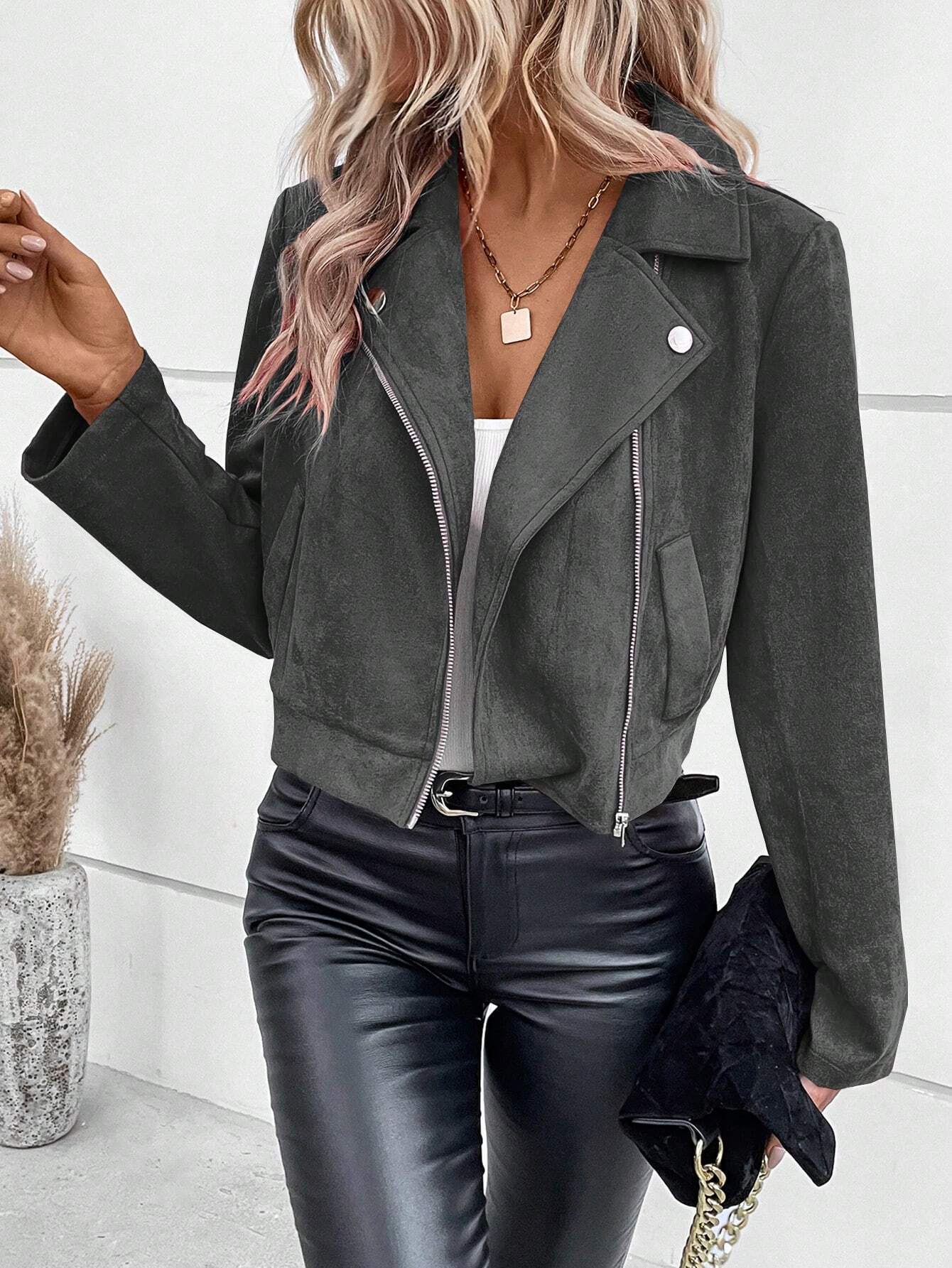 Damen Bikerjacke aus weichsamtem Material WW