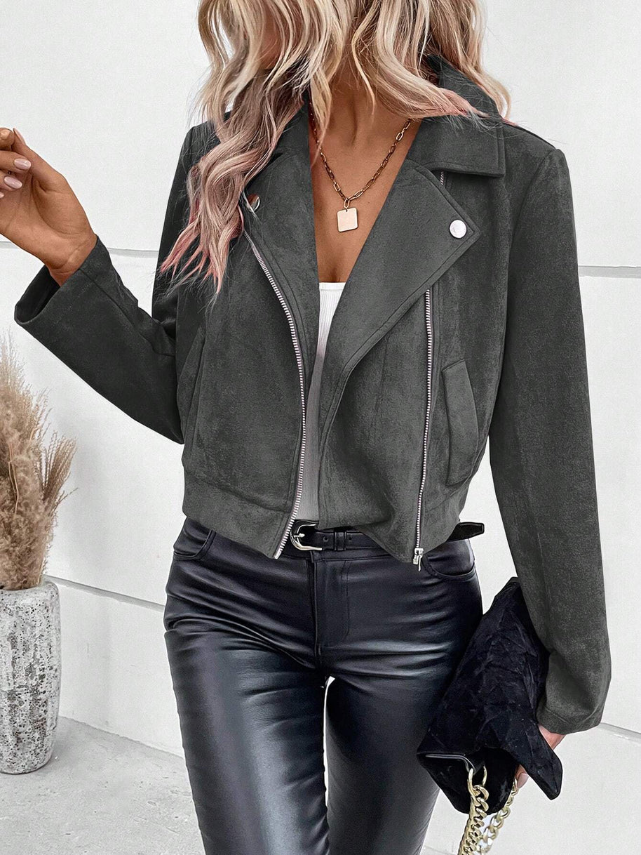 Damen Bikerjacke aus weichsamtem Material WW
