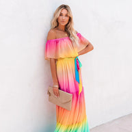 Damen Maxikleid mit schulterfreiem Design von WW