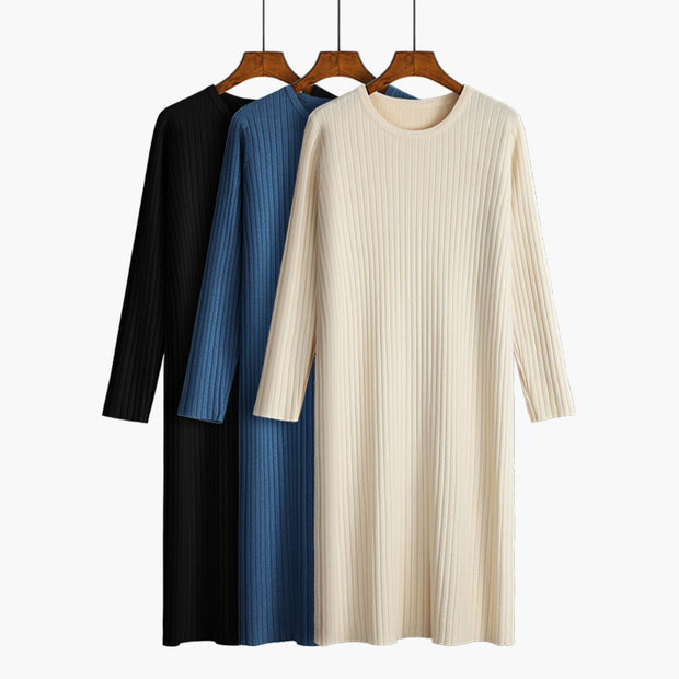 Damen Strickkleid mit feiner Rippenstruktur WW