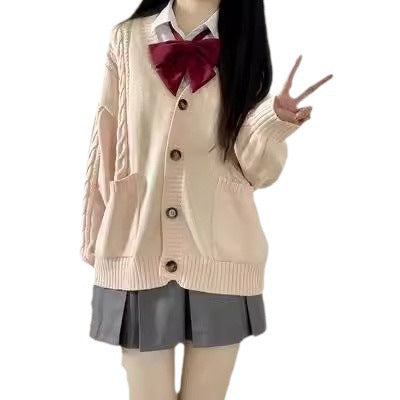 Damen Strickjacke mit Puffärmeln und Taschen WW
