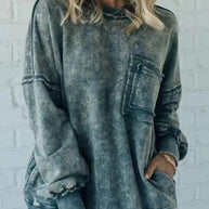 Damen Bequemer Oversized Sweatshirt mit Taschen WW
