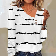 WW | Bedrucktes asymmetrisches Kragen-T-Shirt