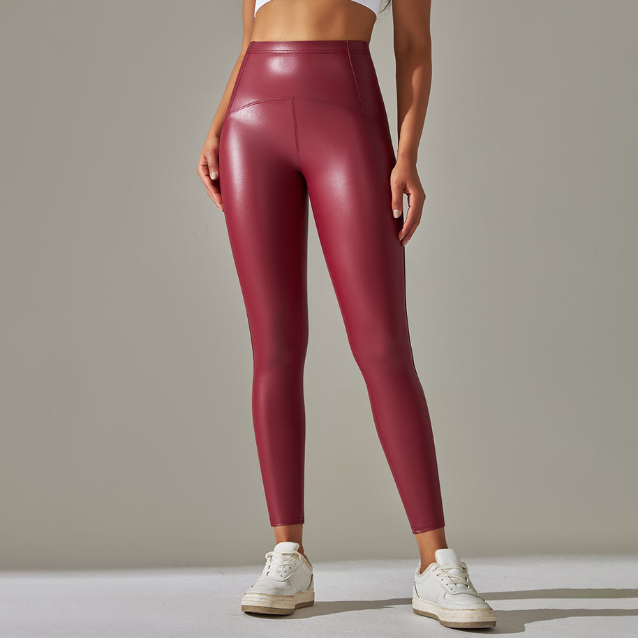 Damen Hochtaillierte, glänzende Fitness-Leggings mit sculptierendem Effekt WW