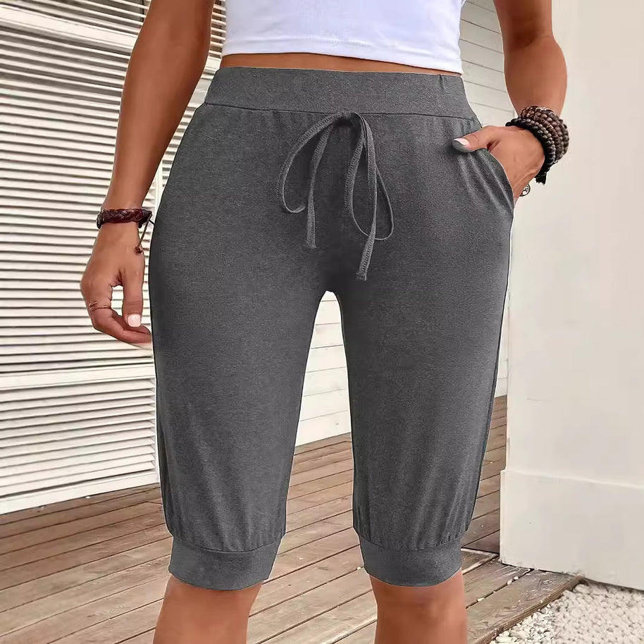 Damen bequeme Jersey-Shorts mit elastischem Bund und praktischen Seitentaschen WW