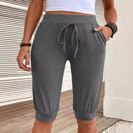 Damen bequeme Jersey-Shorts mit elastischem Bund und praktischen Seitentaschen WW