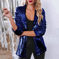 Damen eleganter Paillettenblazer mit schimmerndem Finish WW