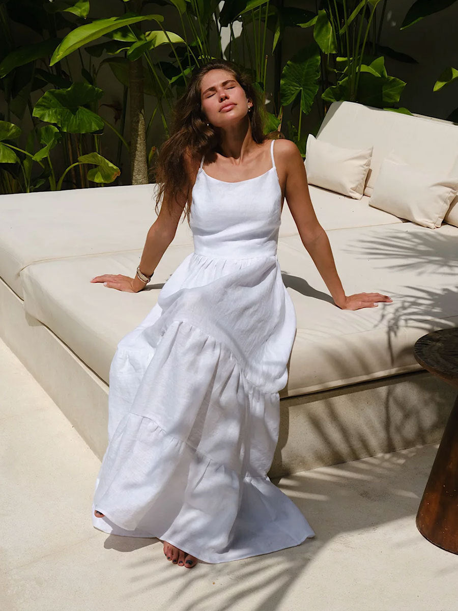 Damen Sommerliches Maxikleid aus hochwertiger Baumwolle WW