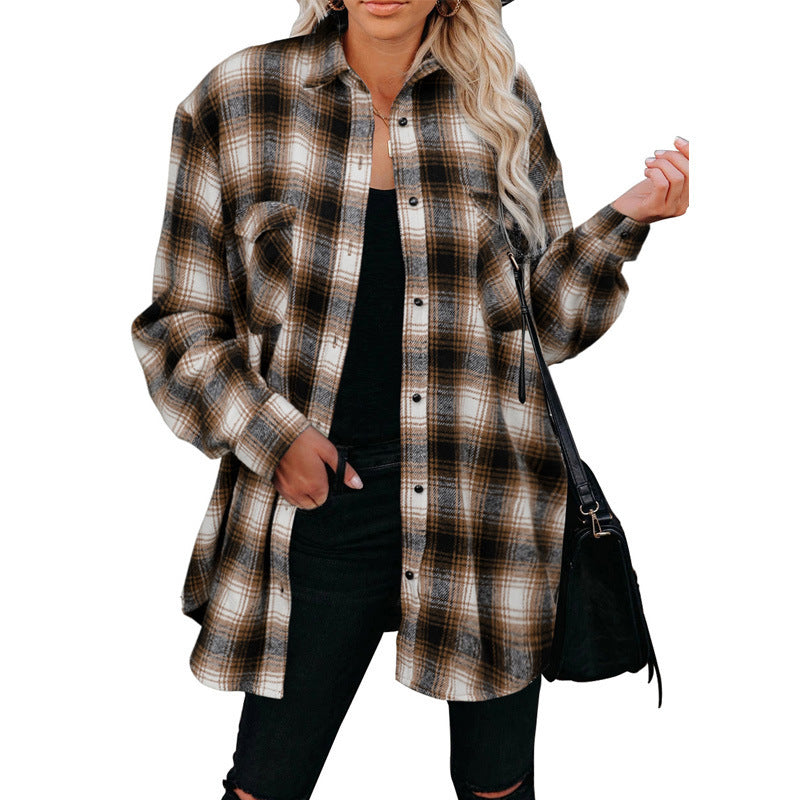 Damen Karo-Hemdjacke aus weichem Flanell mit praktischen Taschen WW