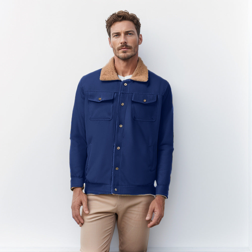 Herren schicke Arbeitsjacke mit weichem Kragen aus Kunstfell WW
