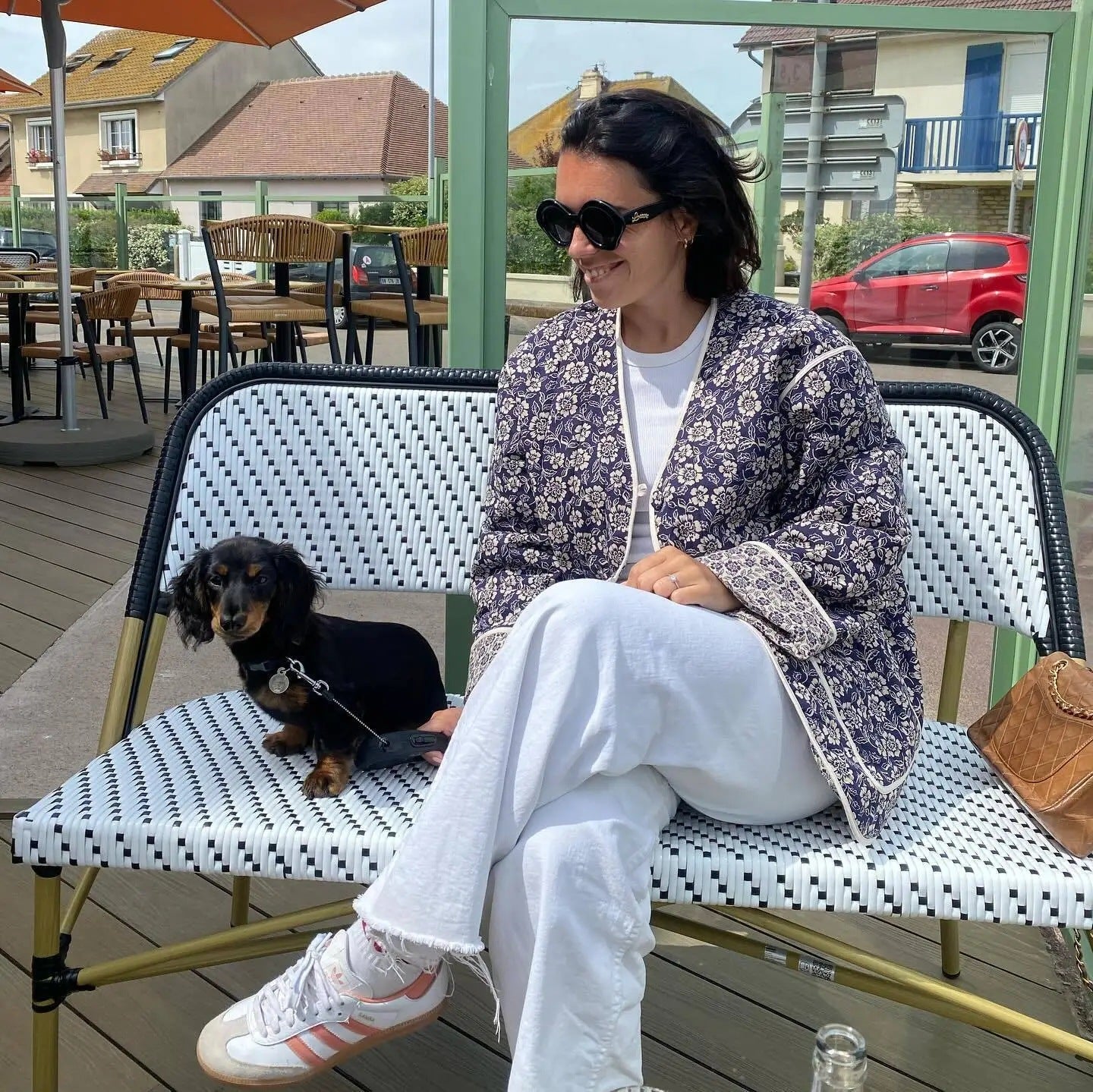 Damen elegante Floral-Jacke im Oversized-Schnitt mit strukturierten Details WW