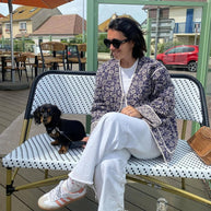 Damen elegante Floral-Jacke im Oversized-Schnitt mit strukturierten Details WW