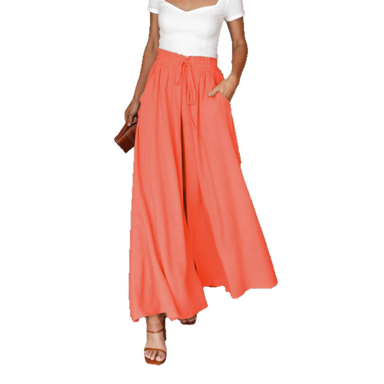 Damen weite Hose mit elastischem Bund und Taschen WW