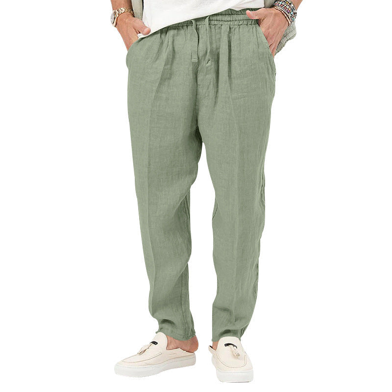 Herren Leichte Leinenhose mit elastischem Bund und praktischen Eingrifftaschen W&W Mode