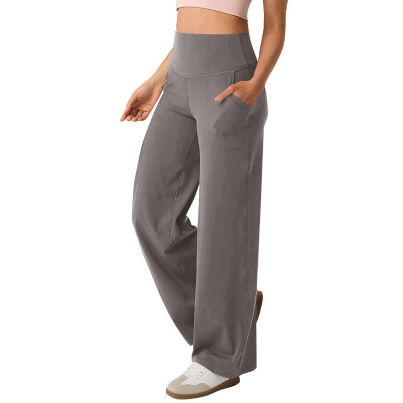 Damen weite High-Waist Freizeithose mit praktischen Taschen WW
