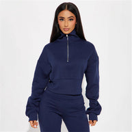 Damen Sportlicher Fleece-Loungewear-Anzug mit Reißverschluss WW