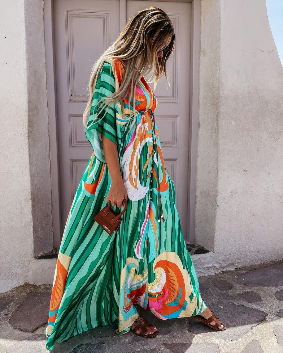 WW | Kurzarm Schwingendes Langkleid