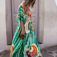WW | Kurzarm Schwingendes Langkleid