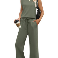 Damen Relaxed Fit Jumpsuit mit verkürzten Ärmeln und bequemem Bund WW