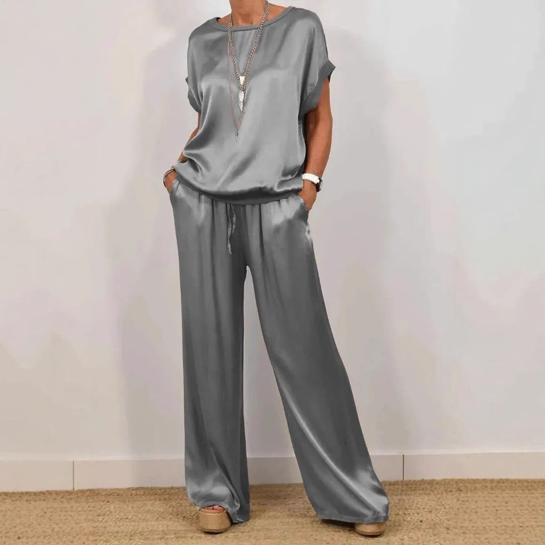 Damen elegantes Lounge-Set mit fließendem Schnitt und elastischem Bund W&W Mode