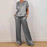 Damen elegantes Lounge-Set mit fließendem Schnitt und elastischem Bund WW