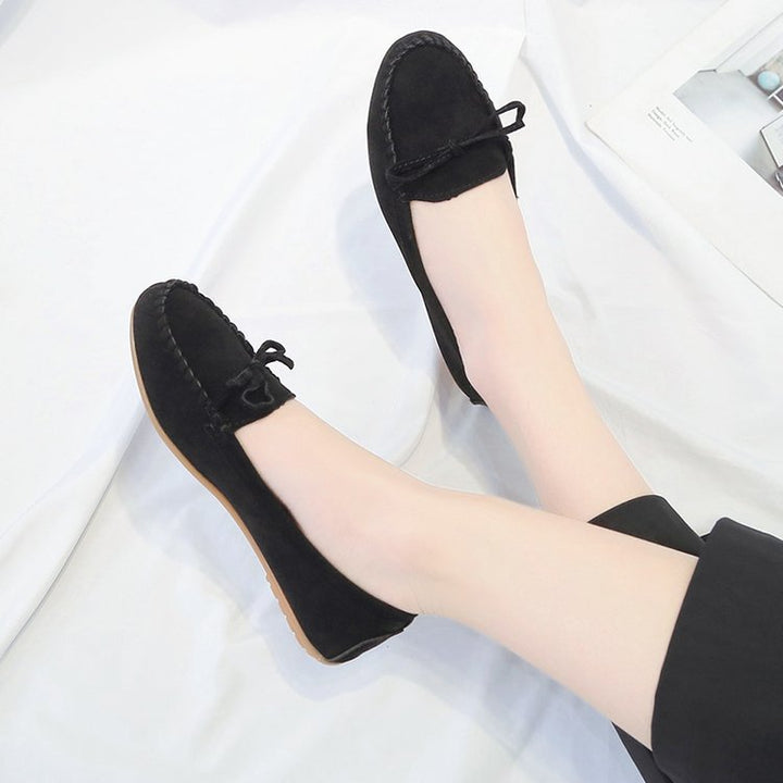 Damen Mokassins mit eleganter Ziernaht und weichem Veloursleder W&W Mode