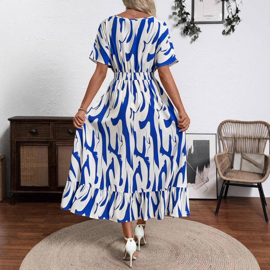 Damen Maxi-Kleid mit fließendem Schnitt und modischem Wickeldesign WW