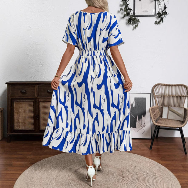 Damen Maxi-Kleid mit fließendem Schnitt und modischem Wickeldesign WW