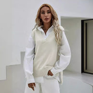 Damen Strickpullover mit V-Ausschnitt und lässigem Schnitt WW