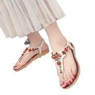 Damen Sandalen mit bunten Zierperlen und rutschfester Sohle W&W