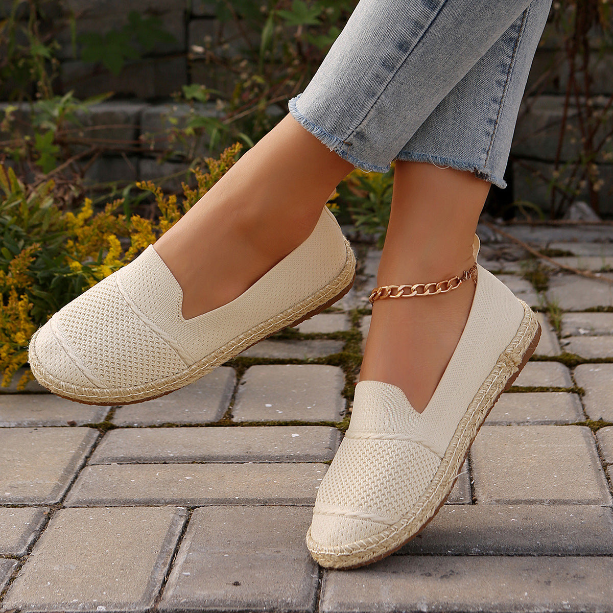 Damen Atmungsaktive Slipper-Espadrilles mit Jute-Details WW