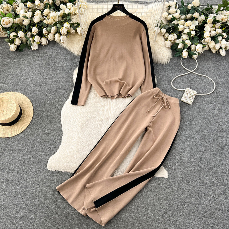 Damen sportliches Lounge-Set mit kontrastierenden Seiteneinsätzen WW