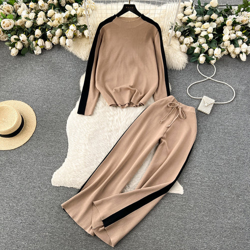 Damen sportliches Lounge-Set mit kontrastierenden Seiteneinsätzen WW