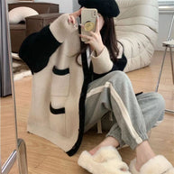 Damen Strickcardigan mit dekorativem Schnitt und praktischen Taschen WW